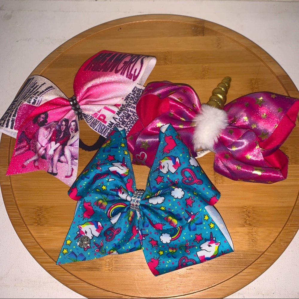 Hair Bows For Girls Lot of 3 (1-Mean Girls & 2-Jo Jo Siwa)